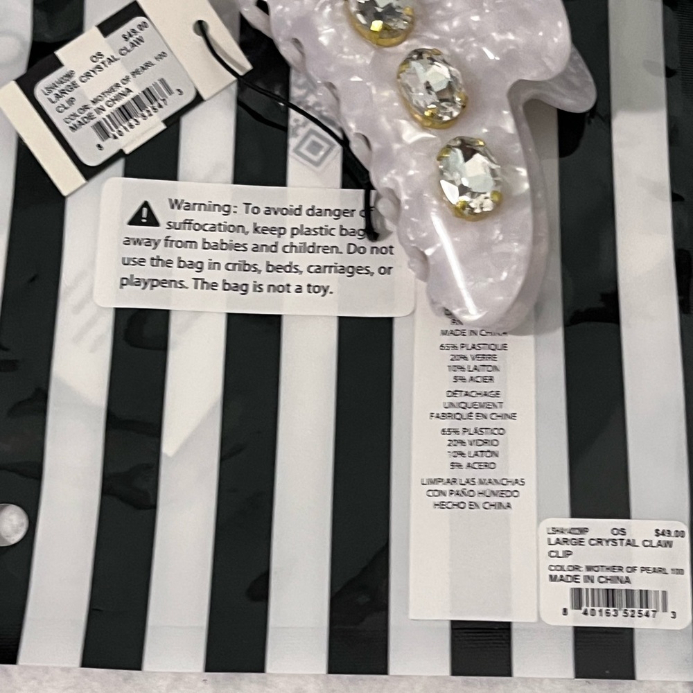 LELE SADOUGHI NWT AUTHENTIC LARGE EMBELLISHED MOTHER-OF-PEARL ACETATE CLAW CLIP - Picture 10 of 12